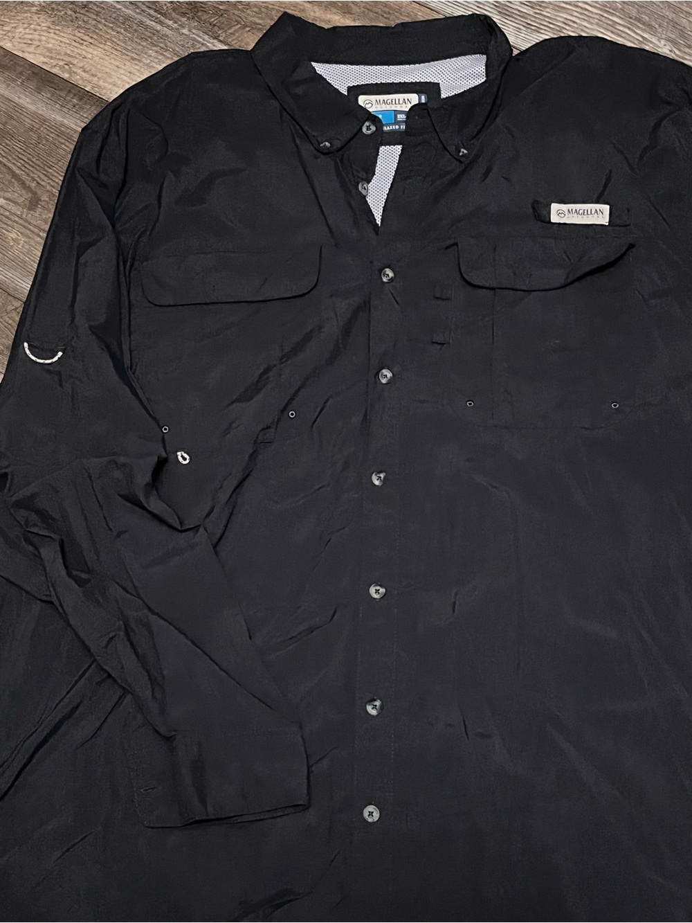 Magellan Outdoors Men’s Black Lightweight Button-Front Shirt Jacket